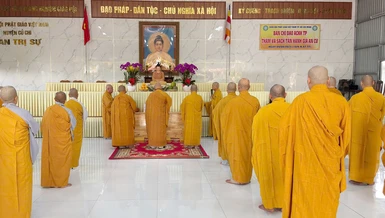 Tăng Ni xã Củ Chi, Tân An Hội, Thái Mỹ, An Nhơn Tây, Nhuận Đức, Phú Hòa Đông, Bình Mỹ thực hiện Bố-tát tại chùa Pháp Thành