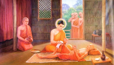 Đức Thế Tôn thăm và tự tay chăm sóc các Tỷ-kheo lâm bệnh - Ảnh minh họa Phật giáo Myanmar/BGN