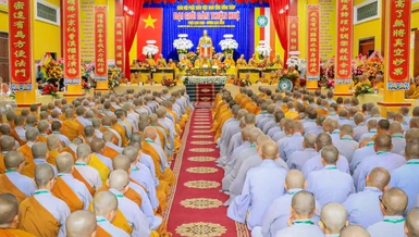 Quang cảnh Lễ khai mạc Đại giới đàn Thiện Huệ Phật lịch 2569 do Ban Trị sự GHPGVN tỉnh Đồng Tháp tổ chức tại chùa Phước Hưng (TP.Sa Đéc)