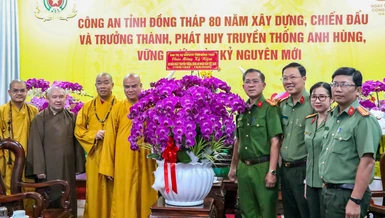 Ban Trị sự GHPGVN tỉnh Đồng Tháp chúc mừng 80 năm Ngày truyền thống Công an Nhân dân Việt Nam