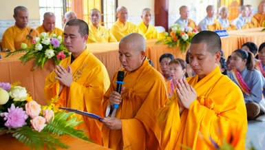 Đại đức Thích Hoằng Giai, tân trụ trì chùa Ngọc Kinh phát nguyện nhận nhiệm vụ