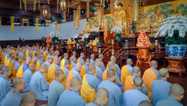 Hòa thượng Thích Lệ Trang giảng lược dẫn luật học Phật hành nghi - Ảnh: Phùng Anh Quốc/BGN