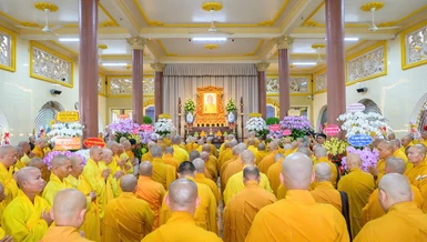 Lễ tưởng niệm 12 năm ngày viên tịch của Đại lão Hòa thượng Thích Trí Tịnh, Đệ nhất Phó Pháp chủ kiêm Giám luật Hội đồng Chứng minh, nguyên Chủ tịch Hội đồng Trị sự GHPGVN (1917 - 2014) tại chùa Vạn Đức vào sáng 15-4-2026 - Ảnh: Tâm Quý