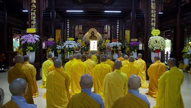 Lễ húy nhật tưởng niệm 42 năm ngày Đại lão Hòa thượng Thích Trí Thủ viên tịch tại Quảng Hương Già Lam (TP.HCM) - Ảnh: Huệ Như