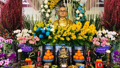 Tượng sáp Hòa thượng Thích Thiện Bình được phụng thờ tại chùa Giác Long