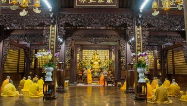 Chư Tăng chùa Sắc tứ Khải Đoan tiến hành lễ tác pháp Tự tứ và giải chế An cư kiết hạ Phật lịch 2565