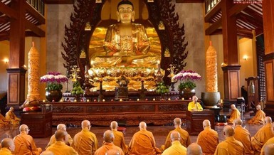 Lễ tác pháp an cư kiết hạ Phật lịch 2464 tại Việt Nam Quốc Tự - Ảnh: Bảo Toàn