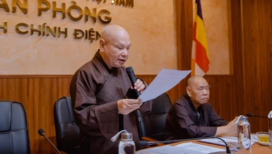 Hòa thượng Thích Thiện Nhơn, Trưởng ban Chỉ đạo, Trưởng ban Nhân sự Đại hội chủ trì buổi họp trực tuyến 