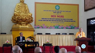 Hòa thượng Thích Khế Chơn, Phó Chủ tịch Hội đồng Trị sự, Trưởng ban Trị sự GHPGVN tỉnh tại hội nghị