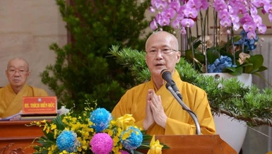  Hòa thượng Thích Chơn Không, Trưởng ban Hướng dẫn Phật tử GHPGVN TP.HCM - Ảnh: B.Toàn