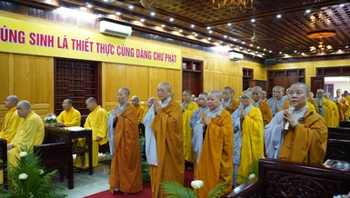  Chư Ni trưởng tại chùa Pháp Điện - trường hạ cơ sở II của Ban Trị sự GHPGVN tỉnh Hưng Yên