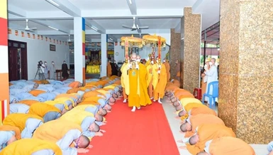 Cung thỉnh Giới sư tại Đại giới đàn Niệm Nghĩa (năm 2022) do Ban Trị sự GHPGVN tỉnh tổ chức