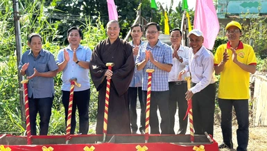 Thực hiện nghi thức khởi công xây dựng cầu Tường Nguyên 505 tại xã Ba Sao