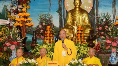 Hòa thượng Thích Phước Minh đạo từ đến Phật tử khóa tu Một ngày an lạc