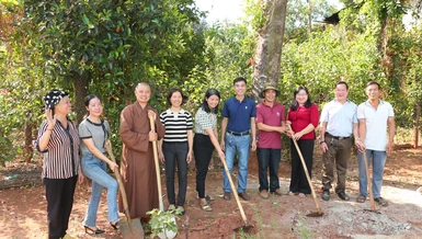 Thực hiện động thổ xây dựng phòng học Trường Mầm non Hoa Ban - xã Đắk Ngo