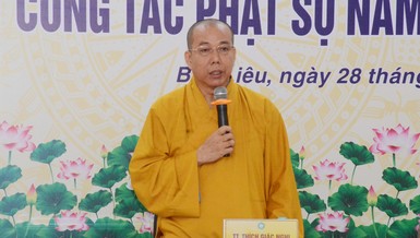 Thượng tọa Thích Giác Nghi, Trưởng ban Trị sự GHPGVN tỉnh chủ trì hội nghị