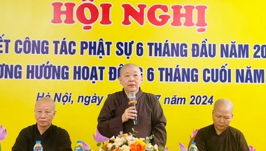 Ni trưởng Thích Đàm Thành chủ trì hội nghị sơ kết 6 tháng đầu năm 2024 của Phân ban Ni giới TP.Hà Nội
