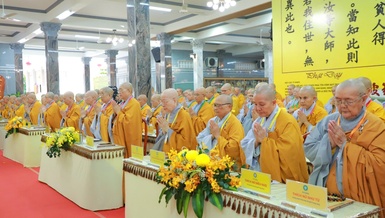 Chư Ni Phân ban Ni giới T.Ư trong lễ khai mạc khóa Bồi dưỡng về kiến thức luật tạng và các pháp yết-ma