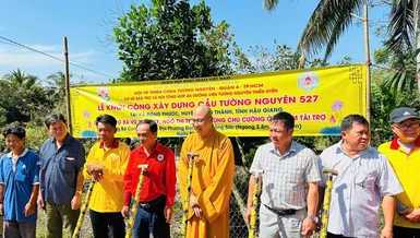 Khởi công xây dựng cầu Tường Nguyên 527 tại xã Đông Phước - Ảnh: TN