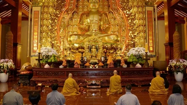 Chư Tăng cử hành khóa lễ nhân ngày Khánh đản Đức Bồ-tát Quán Thế Âm tại Việt Nam Quốc Tự - Ảnh: Bảo Toàn/BGN