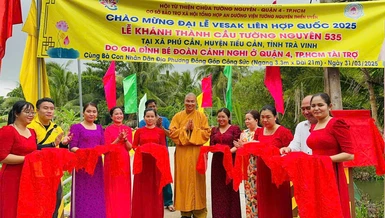 Cắt băng khánh thành cầu Tường Nguyên 535 tại tỉnh Trà Vinh - Ảnh: T.N