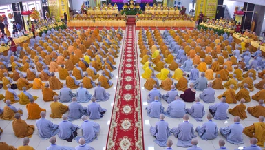 Quang cảnh Lễ khai mạc Đại giới đàn Trí Tấn tại tổ đình Hội Khánh, TP.Thủ Dầu Một