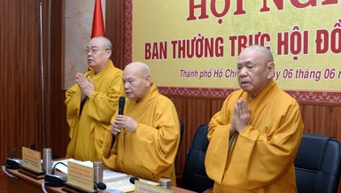 Trưởng lão Hòa thượng Thích Thiện Nhơn làm Trưởng ban Chỉ đạo Trung ương về công tác sáp nhập Ban Trị sự GHPGVN tỉnh, thành - Ảnh: Bảo Toàn/BGN