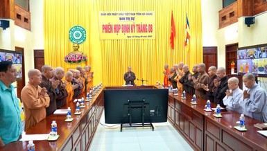 Buổi họp Ban Thường trực Ban Trị sự tỉnh An Giang tại Văn phòng Ban Trị sự - chùa Bình An