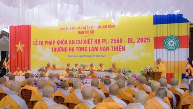 Lễ bế mạc khóa An cư kiết hạ Phật lịch 2569 cho Tăng Ni tại khu vực Văn phòng 2 - Ban Trị sự tỉnh