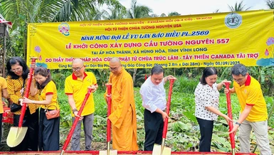 Chùa Tường Nguyên khởi công cầu bê-tông số 557 tại xã Hòa Hùng, tỉnh Vĩnh Long
