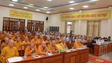 Đại biểu tham dự Hội nghị tổng kết công tác Phật sự năm 2025 và triển khai Phật sự năm 2026