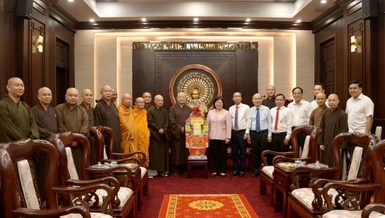 Ban Trị sự GHPGVN TP.HCM thăm và chúc Tết lãnh đạo Thành ủy TP.HCM - Ảnh: Bảo Toàn/BGN