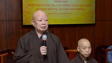 Hòa thượng Thích Lệ Trang chủ trì buổi họp tại Việt Nam Quốc Tự - Ảnh: Bảo Toàn/BGN