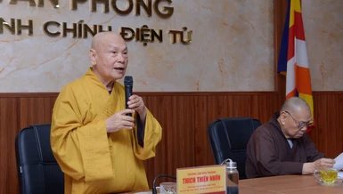 Trưởng lão Hòa thượng Thích Thiện Nhơn phát biểu khai mạc hội nghị - Ảnh: Bảo Toàn/BGN