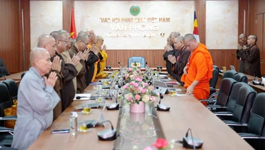 Ban Chỉ đạo Trung ương Đại hội với đại diện Ban Trị sự GHPGVN tỉnh Quảng Trị nhằm chuẩn bị tổ chức đại hội