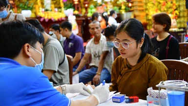 Hiến máu đầu Xuân Quý Mão tại chùa Giác Ngộ (Q.10, TP.HCM)