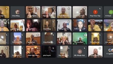 Buổi họp trực tuyến của Ban Hoằng pháp, Ban Kinh tế - Tài chính T.Ư chuẩn bị chuyến thăm và cúng dường trường hạ 