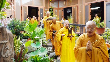 Cung nghinh chư tôn đức chứng minh dự lễ Vu lan - Báo hiếu tại chùa Phước Điền, H.Củ Chi, TP.HCM