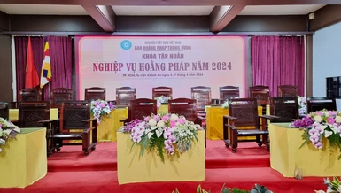 Hội trường tu viện Khánh An (Q.12, TP.HCM) vào sáng 4-4