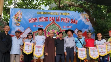 Trao giải Hội thi giáo lý, trò chơi dân gian giao lưu giữa chùa Phước Thiện (xã Bình Hải) và chùa Linh Tiên (xã Bình Đông) 