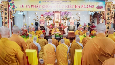 Ban Trị sự GHPGVN Q.3 tạ pháp bế giảng khóa An cư kiết hạ Phật lịch 2568