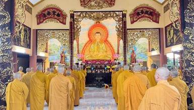 Chư Tăng trường hạ chùa Hưng Phước Bố-tát kỳ 2 trong mùa An cư kiết hạ Phật lịch 2569 - Ảnh: Minh Phúc