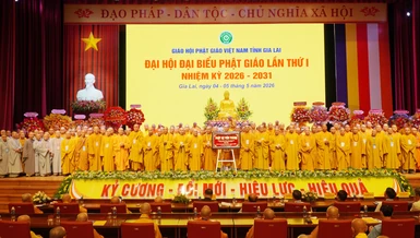 Tân Ban Trị sự GHPGVN tỉnh Gia Lai, nhiệm kỳ 2026-2031 ra mắt đại hội - Ảnh: Như Danh/BGN