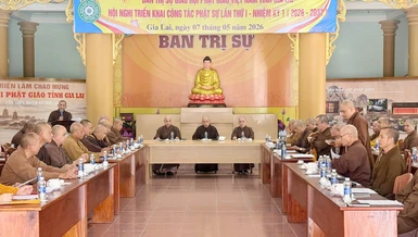 Ban Trị sự GHPGVN tỉnh Gia Lai tổ chức kỳ họp đầu tiên sau Đại hội đại biểu Phật giáo tỉnh lần thứ I