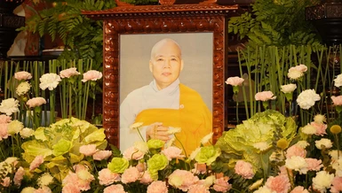 Di ảnh Ni trưởng Thích nữ Như Hoa được tôn trí tại Tổ đường chùa Vĩnh Phước