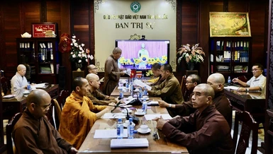 Ban Trị sự GHPGVN tỉnh họp trực tuyến triển khai hoạt động Phật sự