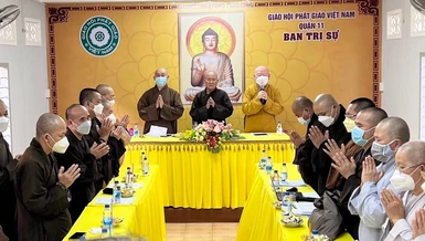 Toàn cảnh phiên họp của Ban Trị sự Phật giáo quận 11 sáng nay