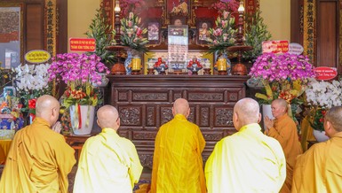 Lễ tưởng niệm Đại lão Hòa thượng Thích Tịnh Khiết (1890-1973) tại thiền viện Vạn Hạnh, ngày 19-2 - Ảnh: Nguyên Tài/BGN