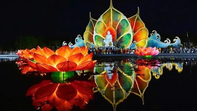 Lễ hoa đăng cầu nguyện hòa bình thế giới trong khuôn khổ chương trình Đại lễ Vesak Liên Hiệp Quốc 2025 ở Học viện Phật giáo VN tại TP.HCM