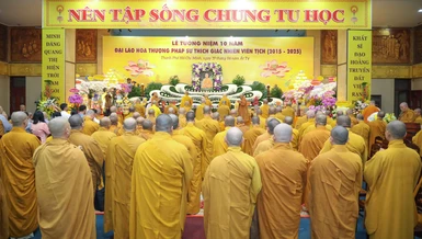 Trang nghiêm Lễ tưởng niệm 10 năm ngày Hòa thượng Pháp sư Thích Giác Nhiên viên tịch, tại pháp viện Minh Đăng Quang, TP.HCM - Ảnh: Nguyên Tài/BGN